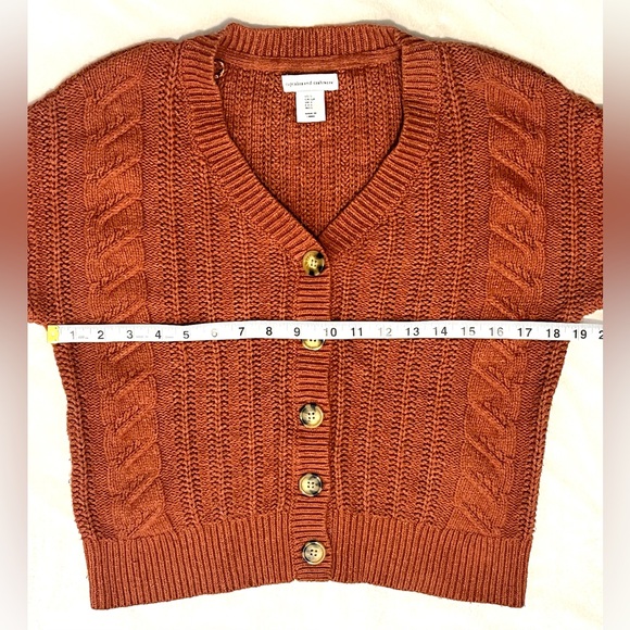 cupcakes & cashmere Burnt Orange Button Up Cotton Blend Cardigan Sz Small - Picture 10 of 15